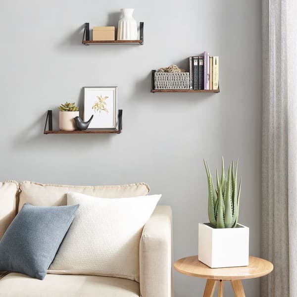 Wall Shelf Set på 3 - Floating Board - Industrial - Gray / Black