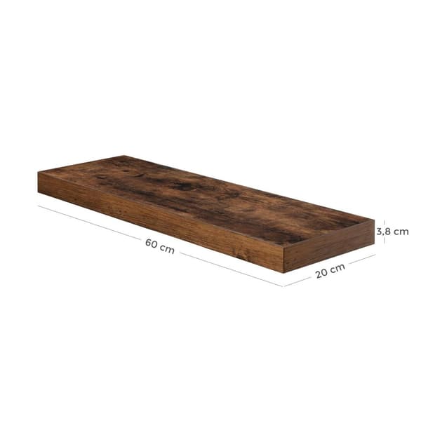 Floating Plank - Wood Look - 60 x 20 x 3,8 cm - Brunt