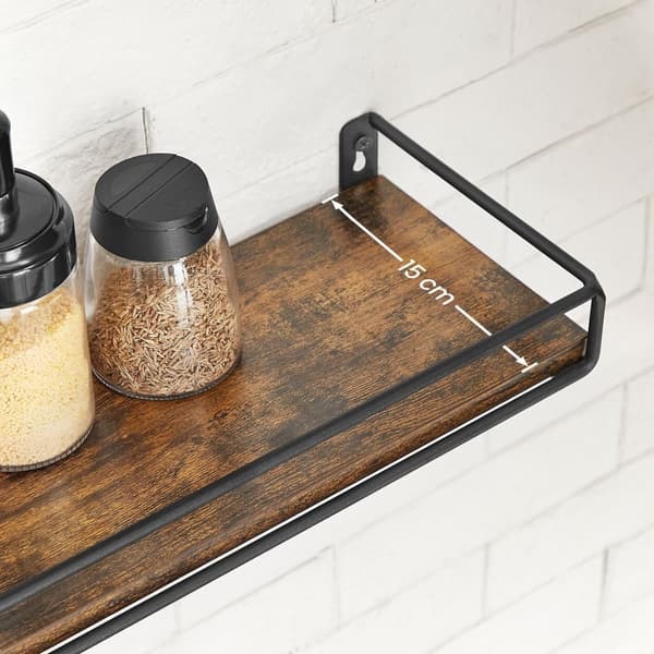 Væghylder - Sæt med 2 - Floating - Industrial Design - Brown / Black