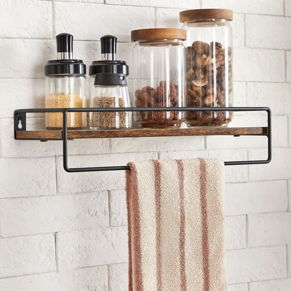 Væghylder - Sæt med 2 - Floating - Industrial Design - Brown / Black