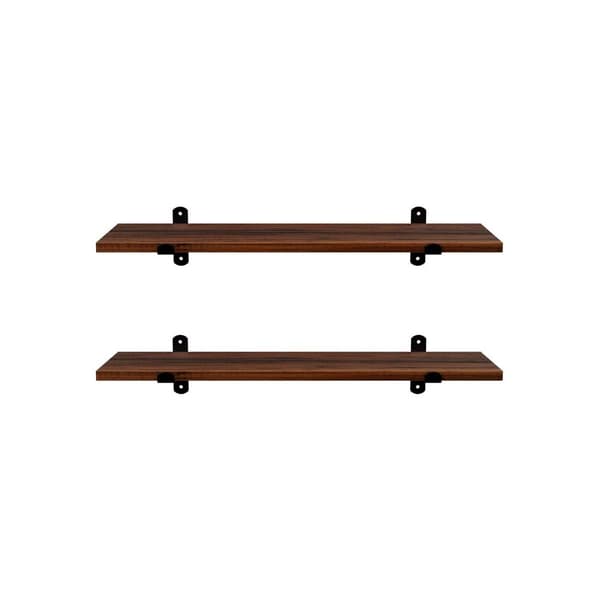 Væghylder - Sæt med 2 - Flydende planker - Industriel design - Brun/sort