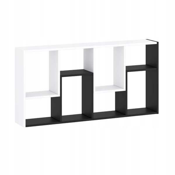 Reol 120x60x20cm, væg, gulv, hvid, sort