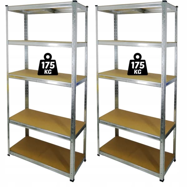 2x Metal opbevaringsstativ kældergarage 180cm
