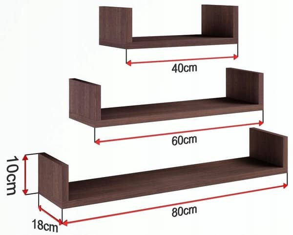Hänghylla EX3 STOR wenge set om 3 hyllor