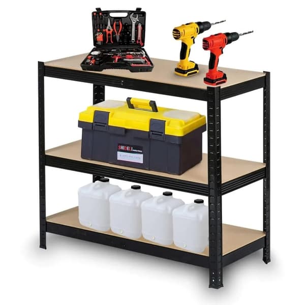 GARAGEFÖRVARINGSHYLLA SVART PREMIUM 4 hyllor 600kg 180x90x40