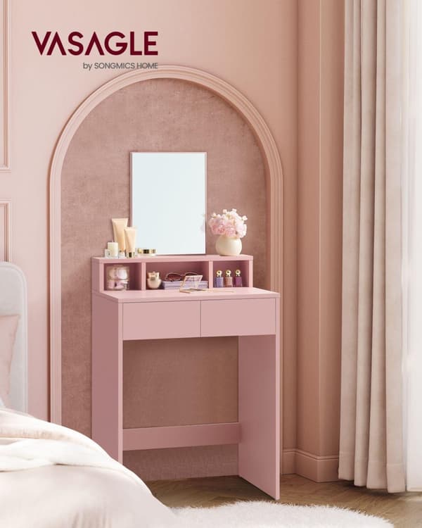 Sminkbord, VASAGLE RDT103R01, 40x60 cm, Rosa