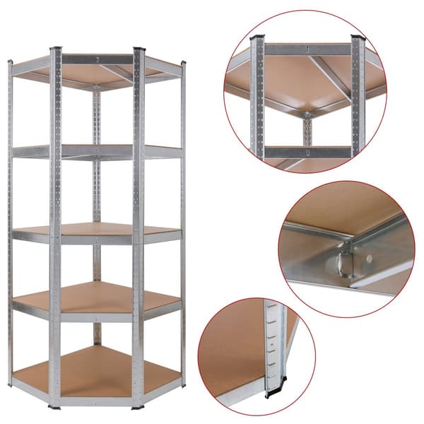 Kraftig reol 180 x 70 x 70 cm 875 kg sølv
