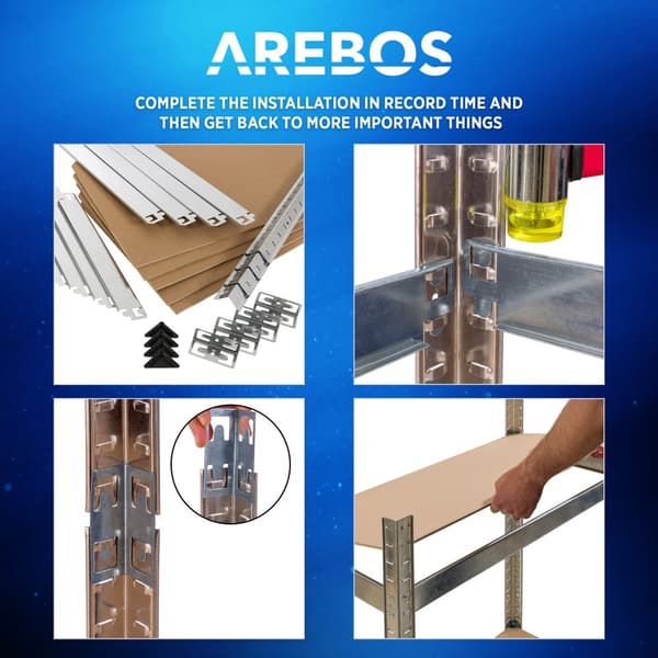 2x Kraftig reol 160 x 80 x 40 cm 320 kg - sølv