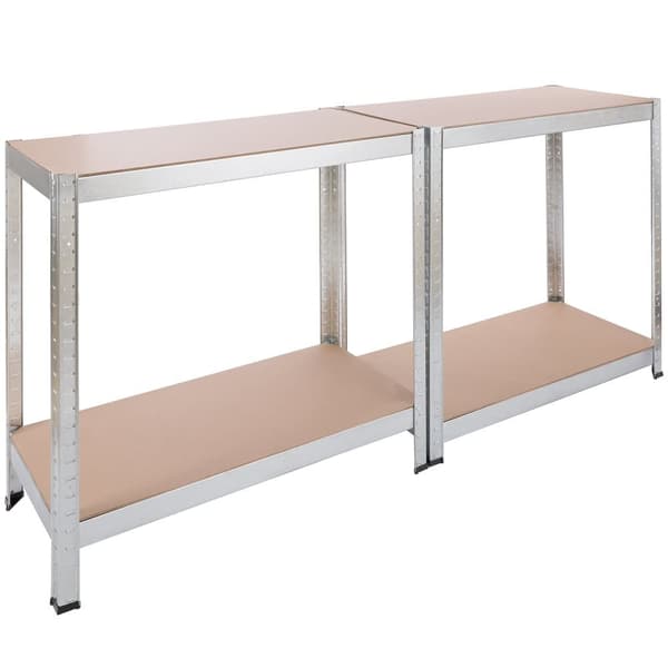 2x Kraftig reol 160 x 80 x 40 cm 320 kg - sølv