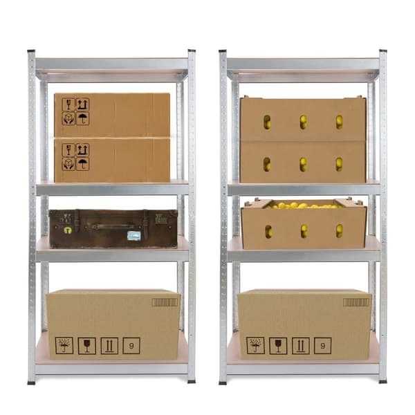 2x Kraftig reol 160 x 80 x 40 cm 320 kg - sølv