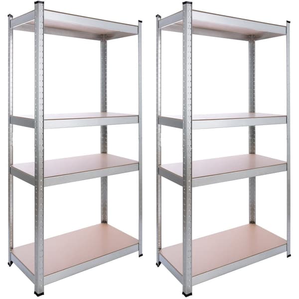 2x Kraftig reol 160 x 80 x 40 cm 320 kg - sølv