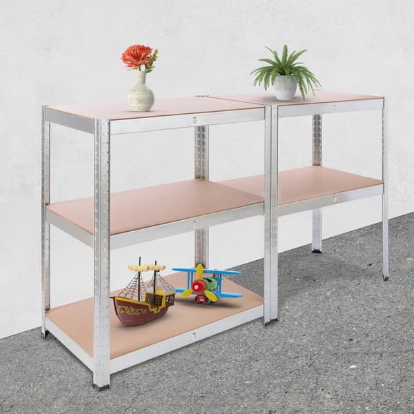 2x Kraftig reol 180 x 75 x 45 cm 875 kg - sølv