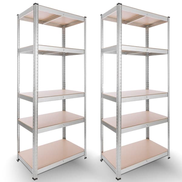 2x Kraftig reol 180 x 75 x 45 cm 875  kg - sølv