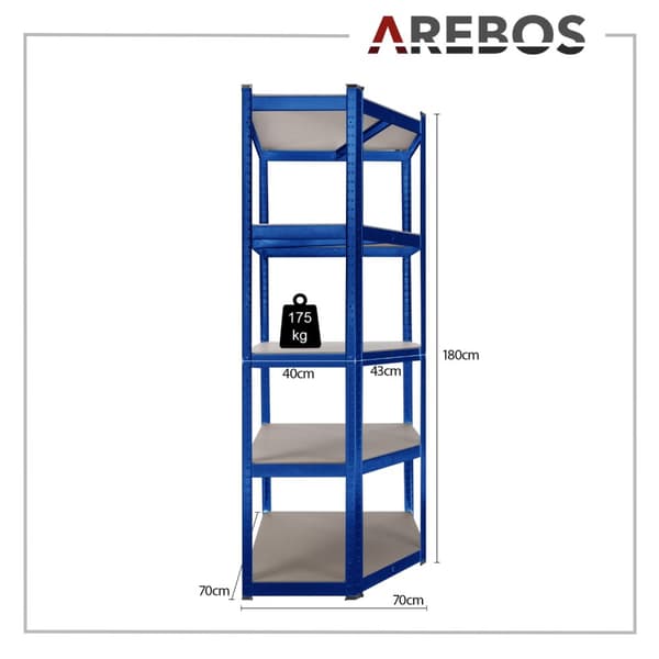 Kraftig reol 180 x 70 x 70 cm 875 kg blå