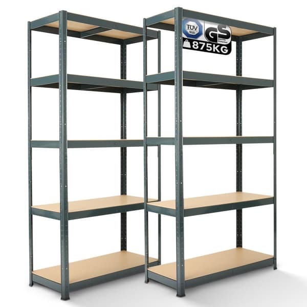 2x Kraftig reol 180 x 90 x 30 cm 875 kg - Antracit