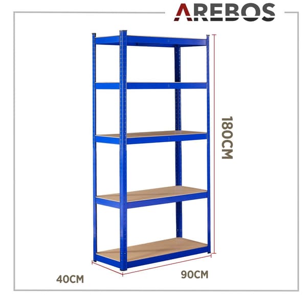 2x Kraftig reol 180 x 90 x 40 cm 875 kg - blå