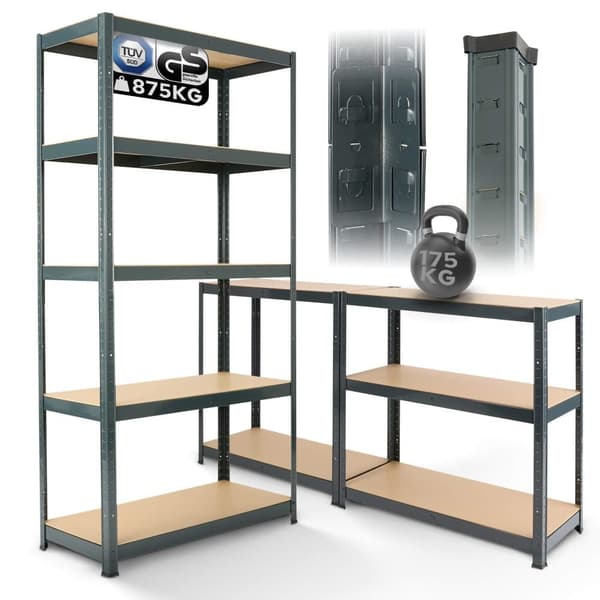 Kraftig reol 180 x 90 x 40 cm 875 kg - Antrazit