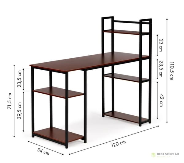 Tietokonepöytä toimistopöytä + hylly parvi tammi ModernHome