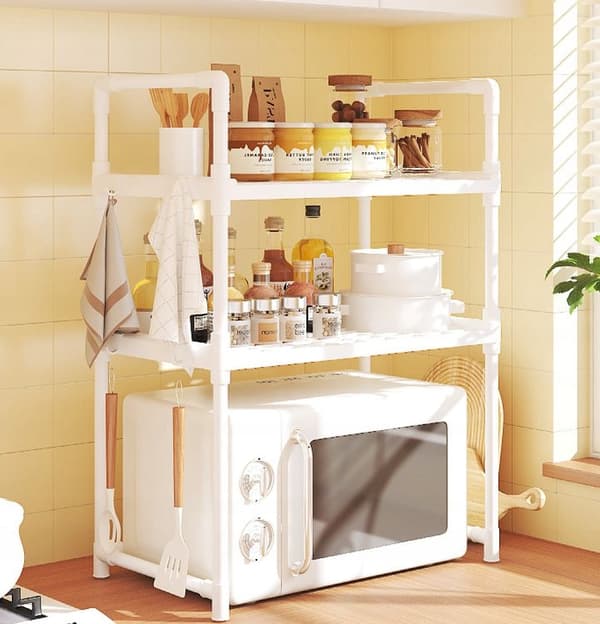 KÖKSHYLLA för mikrovågsugn ORGANIZER-SKÅP VIT 3 nivåer 48 cm HYLLA