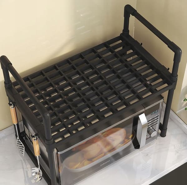 KÖKSHYLLA för mikrovågsugn ORGANIZER-SKÅP SVART 2 nivåer 48 cm HYLLA