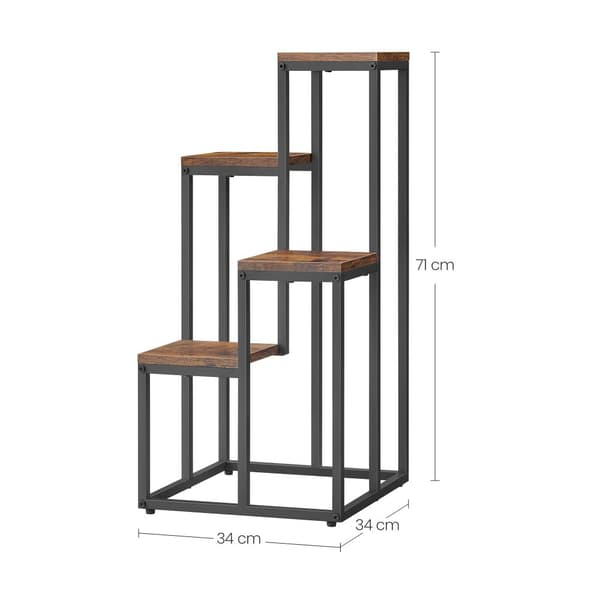 Blomkruksställ med 4 hyllor - Rustikt / Svarta ben