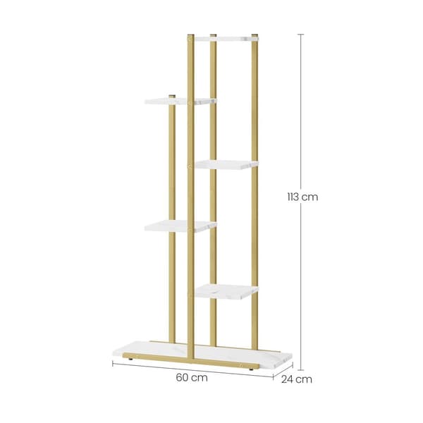 Blomkruksställ med 6 hyllor - Marmor / Guldfärgade ben