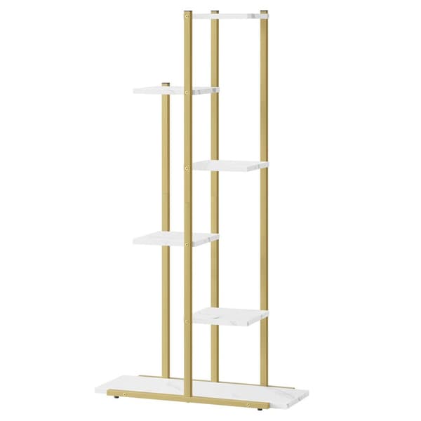 Blomkruksställ med 6 hyllor - Marmor / Guldfärgade ben