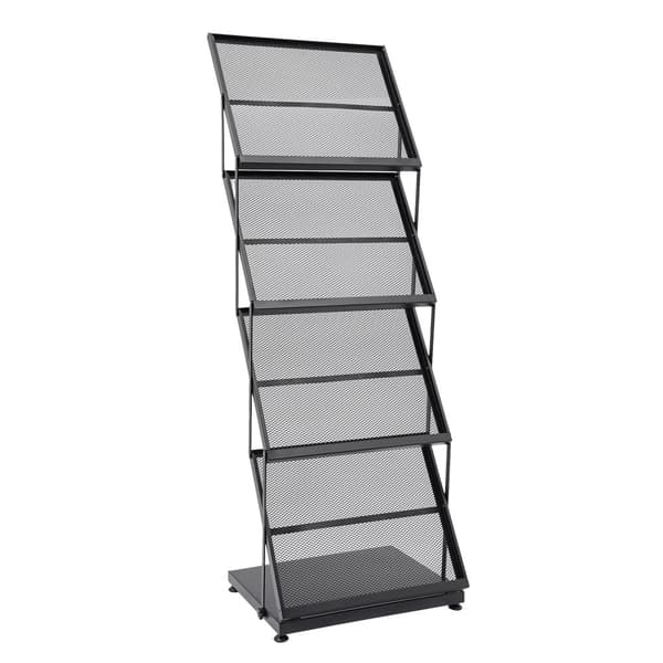 Magasinholder, 4-niveau, sammenklappelig design, moderne stil,sort