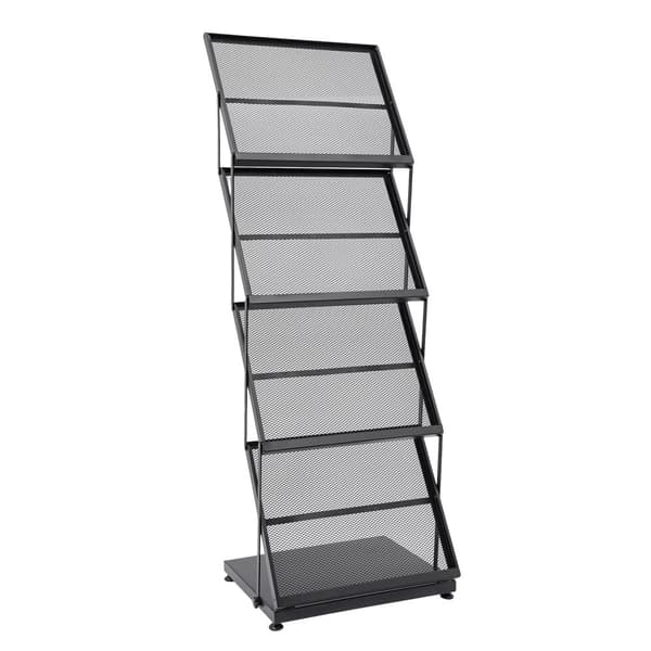 Magasinholder, 4-niveau, sammenklappelig design, moderne stil,sort
