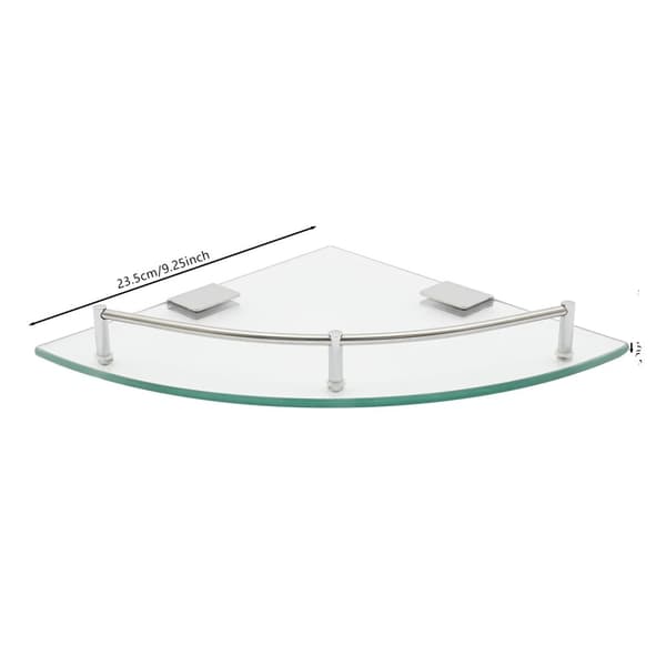 Badrumshörnhylla, härdat glas, väggmonterad, triangulär form,Klar