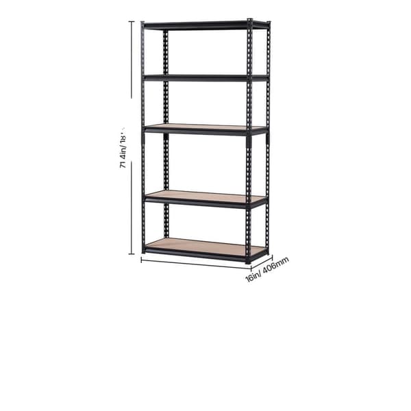 Metal Garage Hylde, 2000 lbs Total Vægtkapacitet, 400 lbs Per Hylde, 5-Lags Design,16 x 36 x 72 in