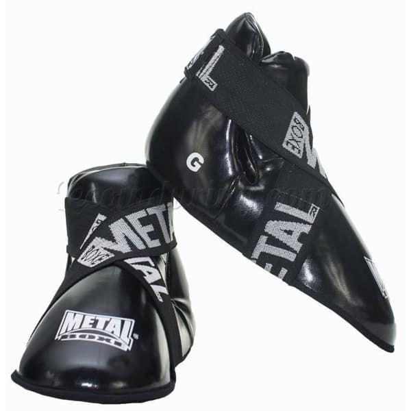 Svarta fotskydd - S - Svart - METALLBOXE - Full kontakt - Boxning - Kickboxning