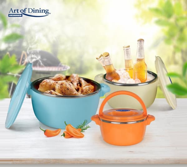 SET 3 CASEROLE TERMICE 2+4+6L,BELLY BLUE