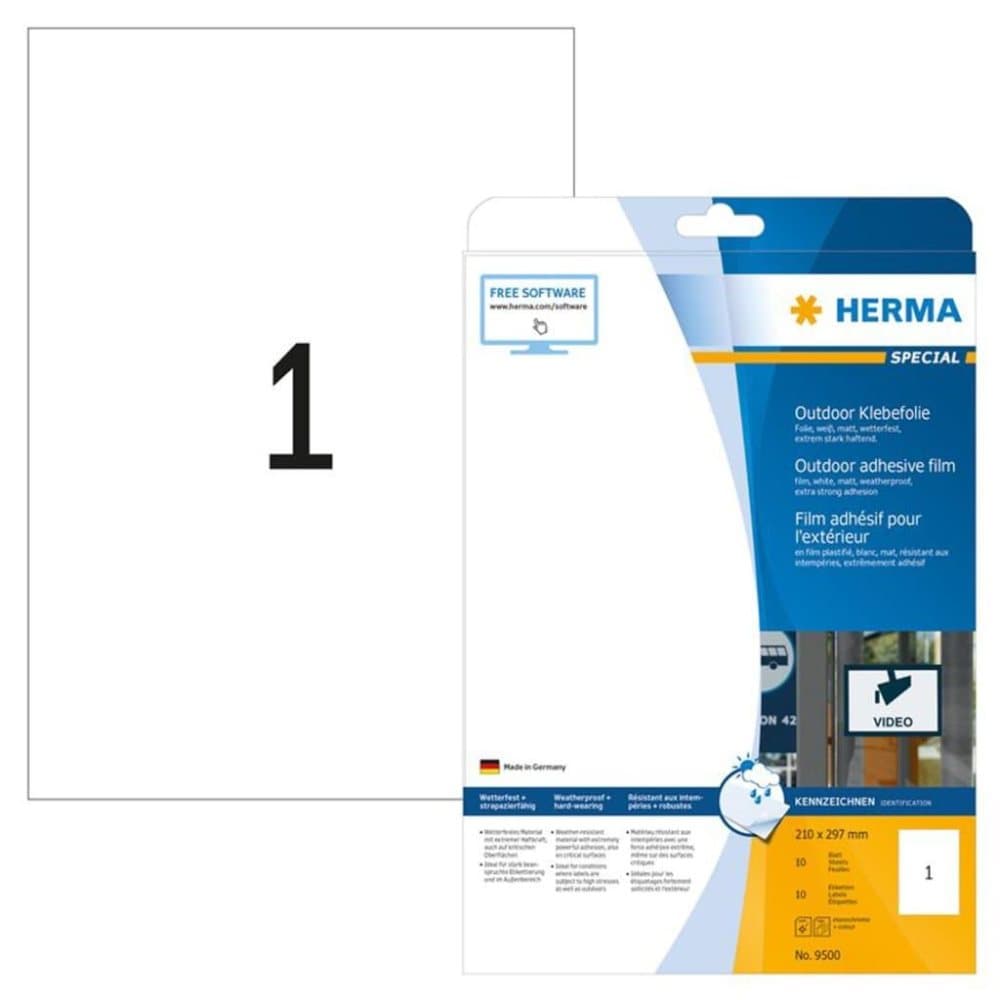 HERMA Utomhusetiketter väderbeständiga A4 210x297 mm 10 ark vit