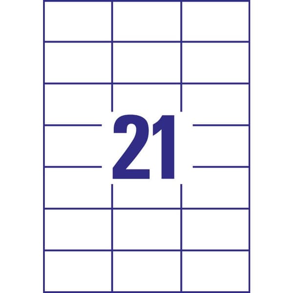 Avery-Zweckform 3652 Universaletiketter 70 x 42.3 mm Papper Vit 2100 st Permanent Bläckstråleskrivare, Laser, Laser, fä