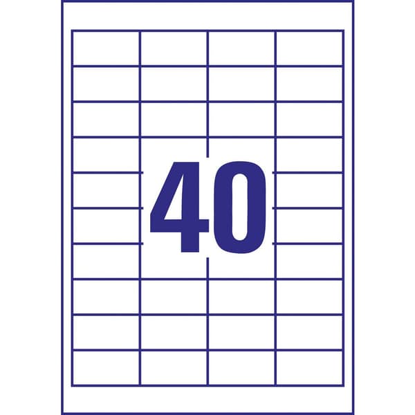 Avery-Zweckform 4780 Universaletiketter 48.5 x 25.4 mm Papper Vit 1200 st Permanent Bläckstråleskrivare, Laser, Laser,