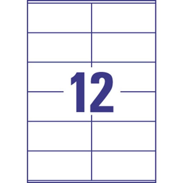 Europe 100 ELA021 Universaletiketter 105 x 48 mm Papper Vit 1200 st Permanent Bläckstråleskrivare, Laser, Laser, färg,