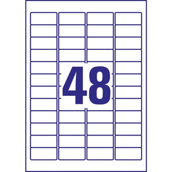 Avery-Zweckform L4736REV-100 Universaletiketter 45.7 x 21.2 mm Papper Vit 4800 st Repositionerbart Bläckstråleskrivare,