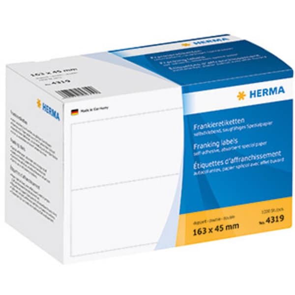 Herma 4319 Frankeringsetiketter 163 x 45 mm Papper Vit 1000 st Permanent Frankeringsmaskin