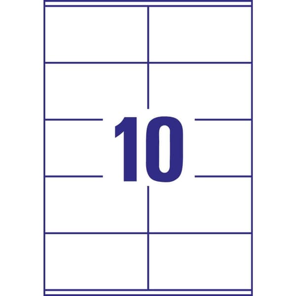 Avery-Zweckform 3425 Universaletiketter 105 x 57 mm Papper Vit 1000 st Permanent Bläckstråleskrivare, Laser, Laser, fär