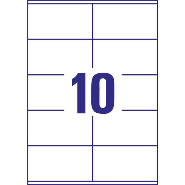 Avery-Zweckform 3425 Universaletiketter 105 x 57 mm Papper Vit 1000 st Permanent Bläckstråleskrivare, Laser, Laser, fär