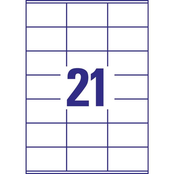 Avery-Zweckform 3481 Universaletiketter 70 x 41 mm Papper Vit 2100 st Permanent Bläckstråleskrivare, Laser, Laser, färg