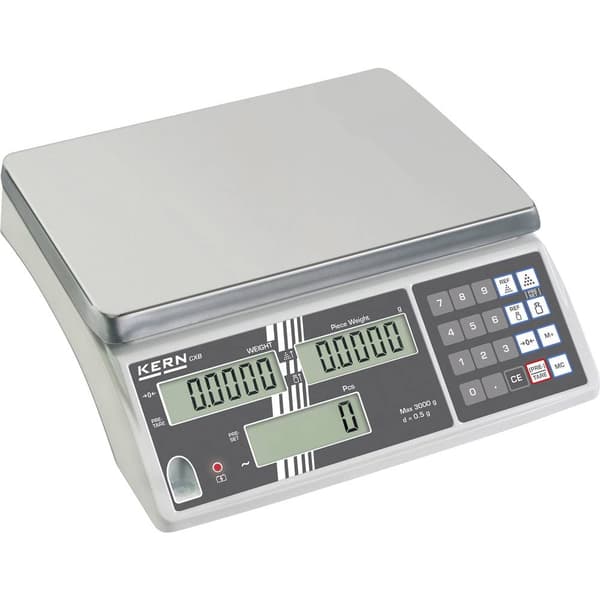 Kern CXB 6K0.5 Räknevåg Vägningsområde 6 kg Läsbarhet 0.5 g 230 V, Uppladdningsbara batteri Silver