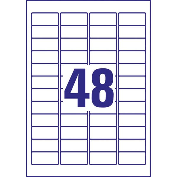 Avery-Zweckform L4778-8 Folieetiketter 45.7 x 21.2 mm Polyesterfilm Vit 384 st Permanent Laser, färg, Laser, Färgkopiat