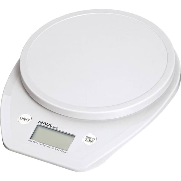 Maul 1646002 Brevvåg Vägningsområde 5000 g Läsbarhet 1 g batteri Vit