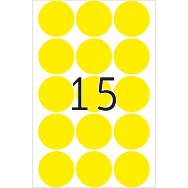 Herma 2271 Markeringsetiketter Ø 32 mm Gul 480 st Permanent Papper