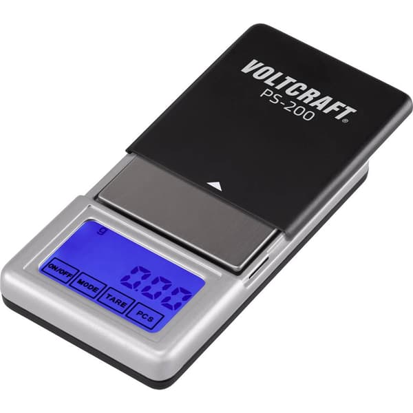 VOLTCRAFT PS-200 Fickvåg Vägningsområde 200 g Läsbarhet 0.01 g batteri Svart, Silver
