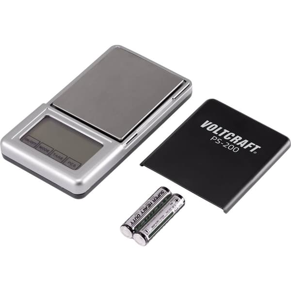 VOLTCRAFT PS-200 Fickvåg Vägningsområde 200 g Läsbarhet 0.01 g batteri Svart, Silver