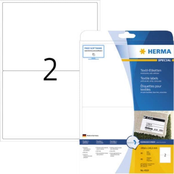 Herma 4519 Namn-etiketter 199.6 x 143.5 mm Acetat Vit 40 st Repositionerbart Laser, Kopiator, Laser, färg, Färgkopiator