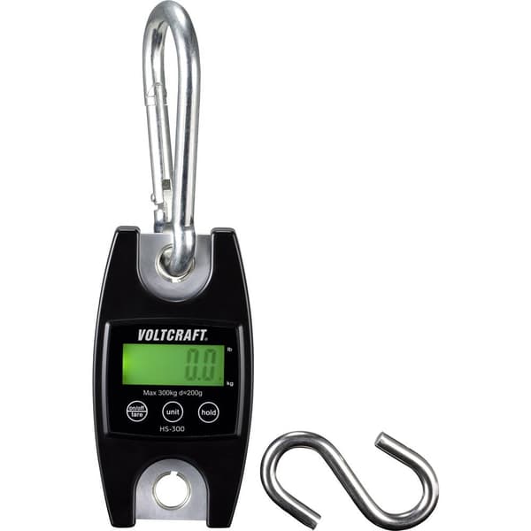 VOLTCRAFT HS-300 Hängvåg Vägningsområde 300 kg Läsbarhet 200 g batteri Svart